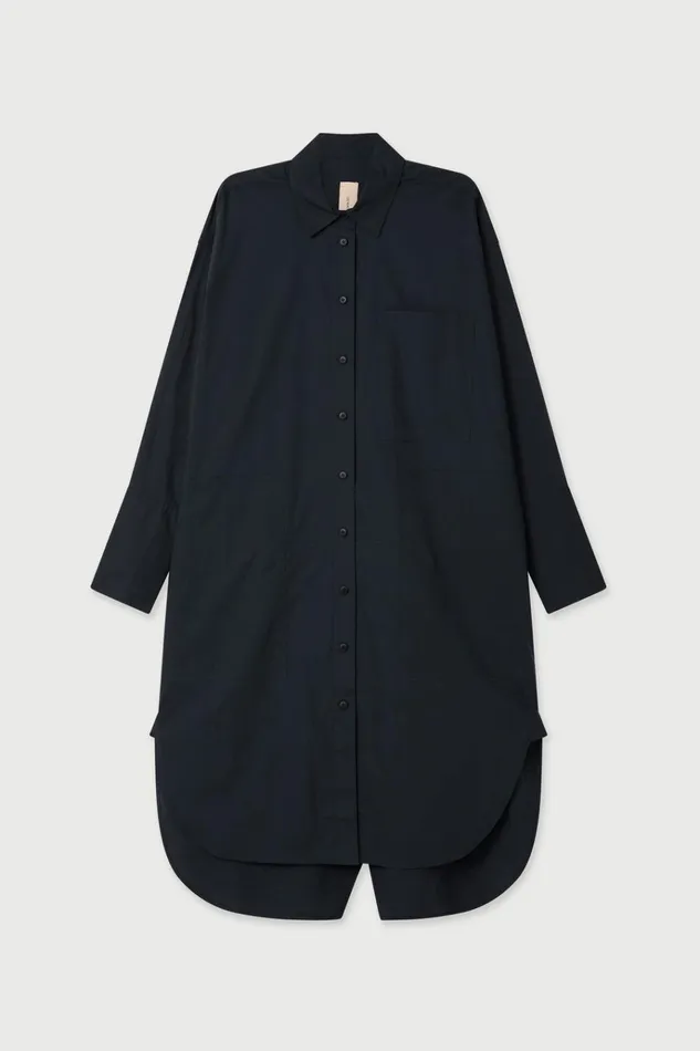Women Dresses Lee Mathews LM Poplin LS Shirt Dress Navy