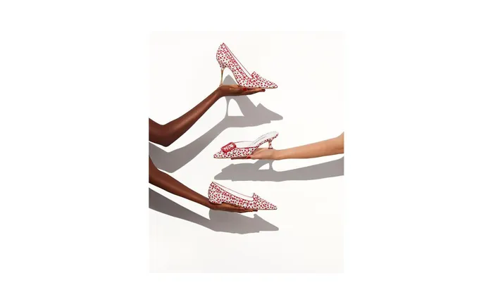 Women Flats Manolo Blahnik LETOFLAT Red Cotton Floral Pattern Pointed Toe Loafers