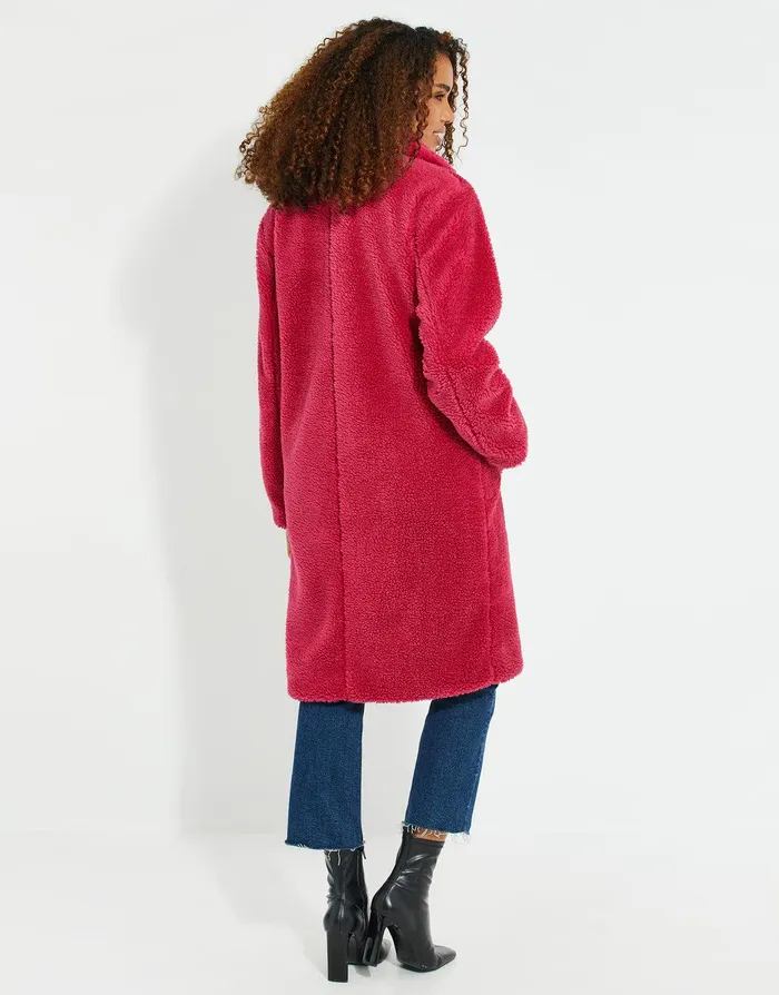Women Fuchsia Pink Faux Borg Teddy Coat Pink Threadbare Jackets and Coats Women Fuchsia Pink Faux Borg Teddy Coat Pink Threadbare Jackets and Coats