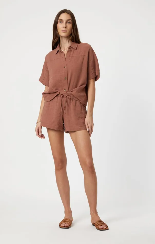 Women Gauze Short Sleeve Shirt In Brownie Mavi Jeans Shirts Women Gauze Short Sleeve Shirt In Brownie Mavi Jeans Shirts
