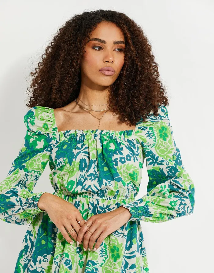 Women Green Floral Linen Look Ruched Mini Dress Floral Threadbare Dresses Women Green Floral Linen Look Ruched Mini Dress Floral Threadbare Dresses