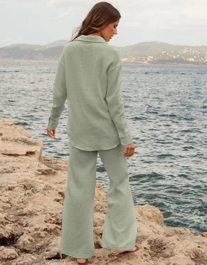 Women Green Long Sleeve Cotton Crinkle Shirt Green Threadbare Blouses and Shirts Women Green Long Sleeve Cotton Crinkle Shirt Green Threadbare Blouses and Shirts