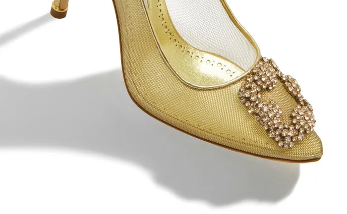 Women Hangisi Manolo Blahnik HANGISI Gold Mesh Jewel Buckle Pumps Women Hangisi Manolo Blahnik HANGISI Gold Mesh Jewel Buckle Pumps