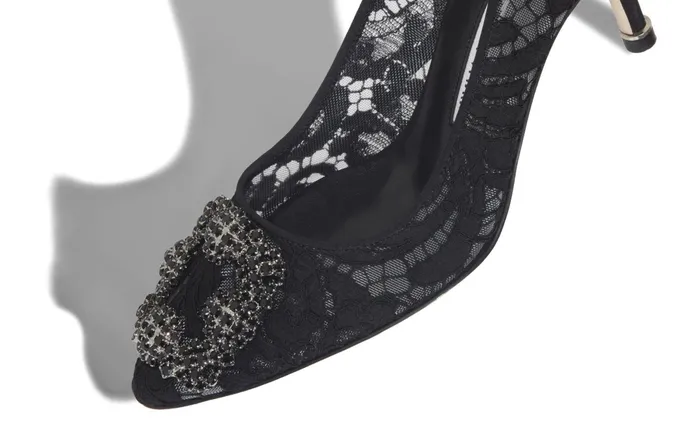 Women Hangisi Manolo Blahnik HANGISI LACE 70 Black Lace Jewel Buckle Pumps Women Hangisi Manolo Blahnik HANGISI LACE 70 Black Lace Jewel Buckle Pumps