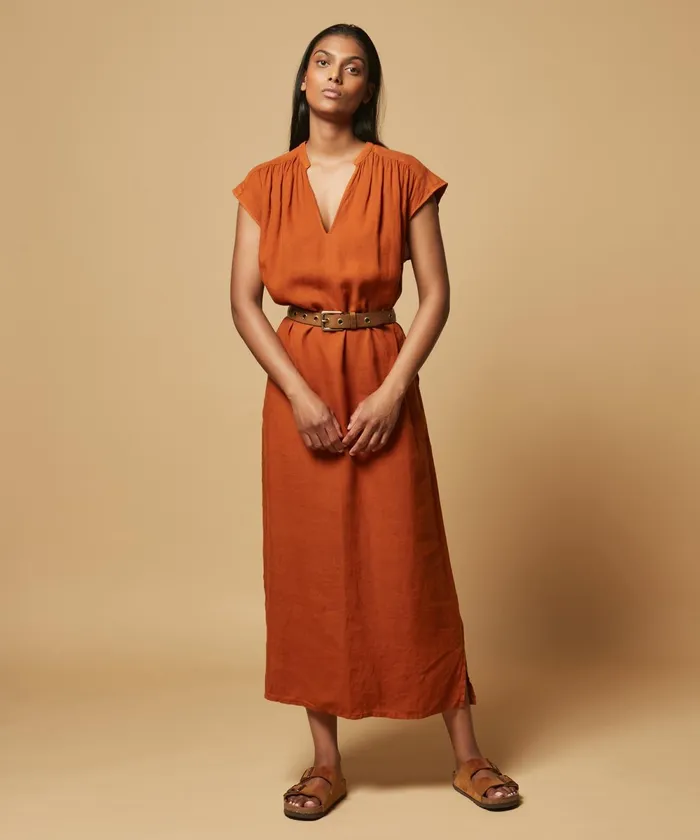 Women Hartford Dresses Regate Long Dress In Caramel Linen