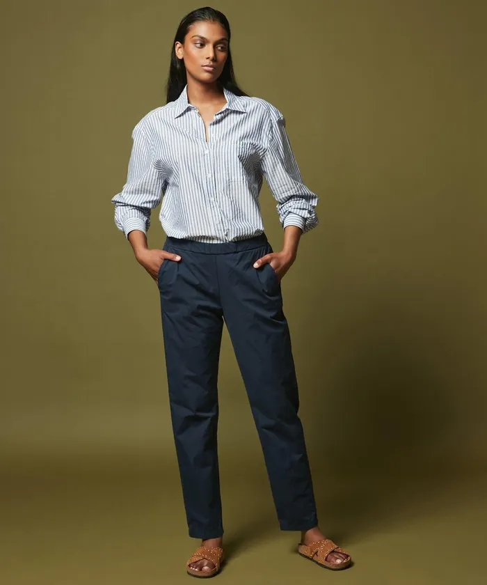 Women Hartford Pants Navy Cotton Gabardine Paolo Pants