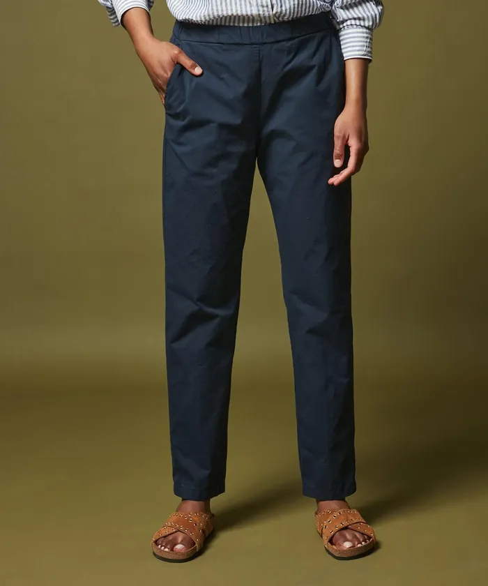 Women Hartford Pants Navy Cotton Gabardine Paolo Pants