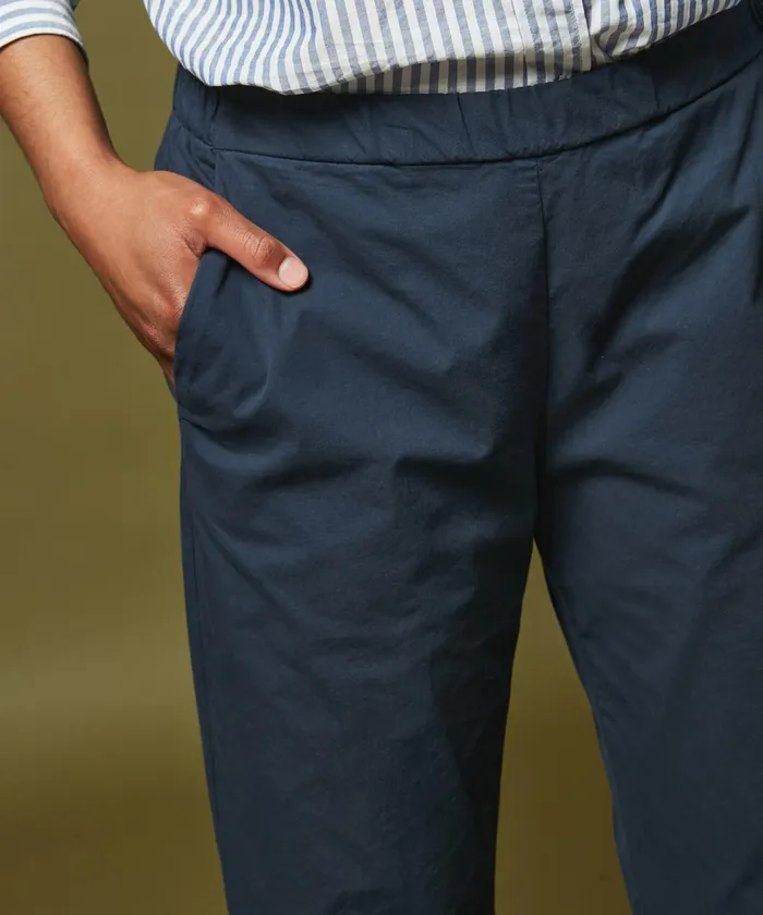 Women Hartford Pants Navy Cotton Gabardine Paolo Pants
