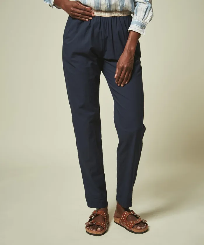 Women Hartford Pants Navy Cotton Voile Pove Pants