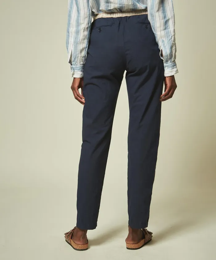 Women Hartford Pants Navy Cotton Voile Pove Pants
