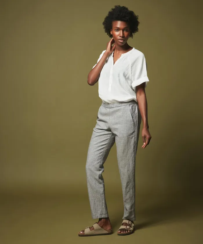 Women Hartford Pants Navy Striped Paolo Pants