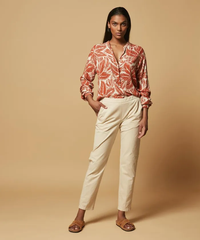 Women Hartford Pants Sand Cotton Gabardine Paolo Pants
