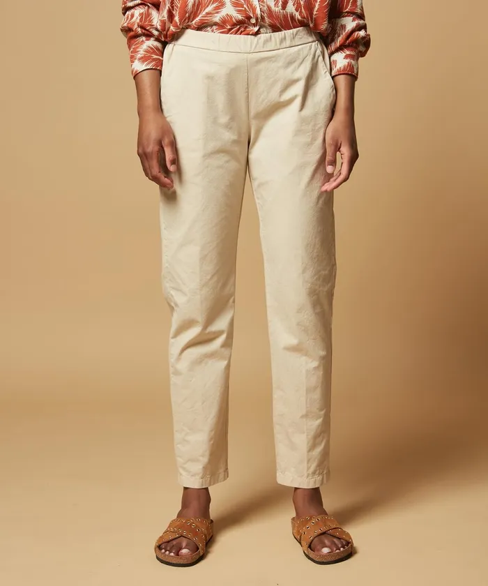 Women Hartford Pants Sand Cotton Gabardine Paolo Pants