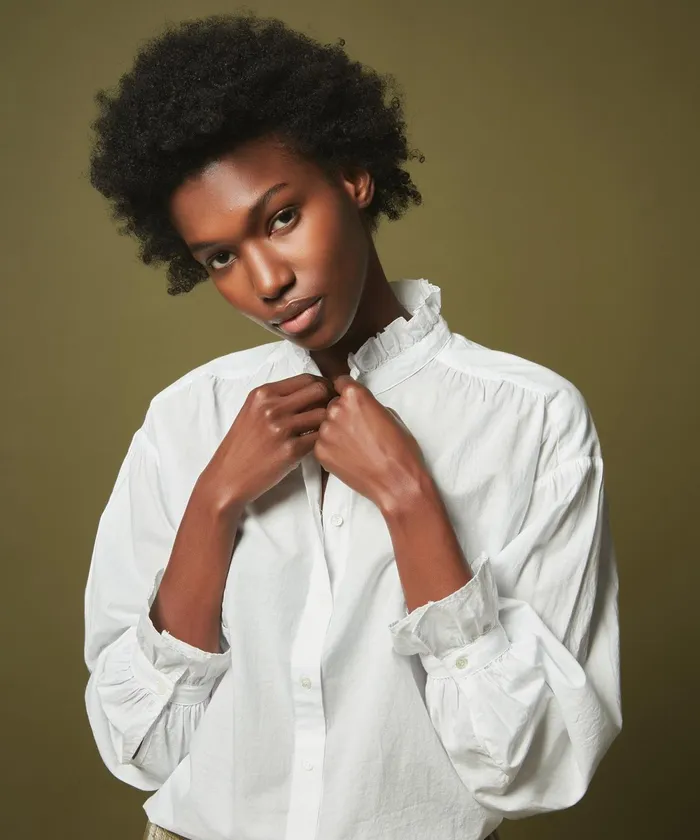 Women Hartford Shirts and Tops Celeste White Ruffled Shirt