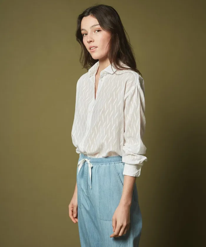 Women Hartford Shirts and Tops Charlot White Embroidered Cotton Shirt