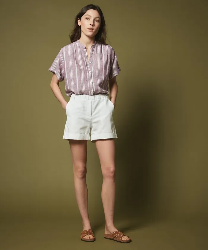 Women Hartford Skirts and Shorts Sonic White Linen And Cotton Shorts