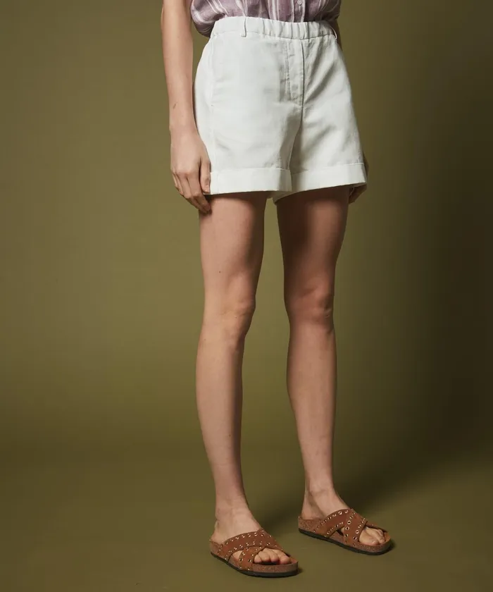 Women Hartford Skirts and Shorts Sonic White Linen And Cotton Shorts