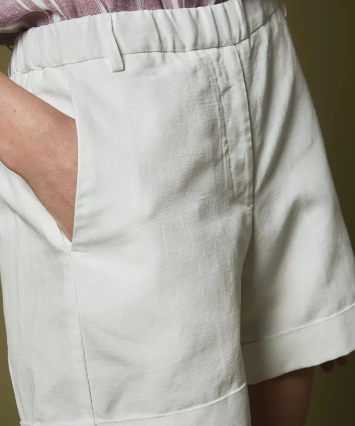 Women Hartford Skirts and Shorts Sonic White Linen And Cotton Shorts
