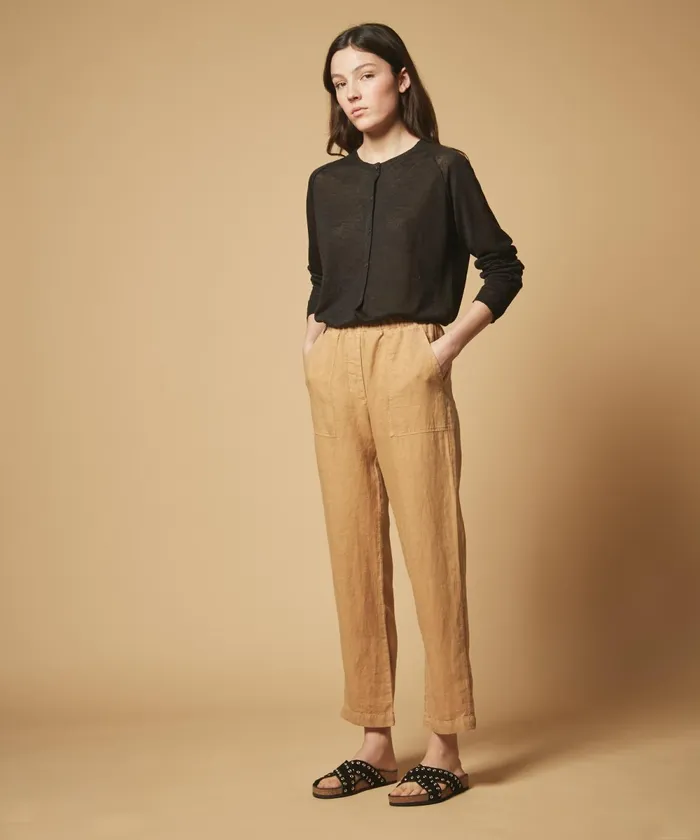 Women Hartford Sweaters Mermoz Charcoal Linen Cardigan