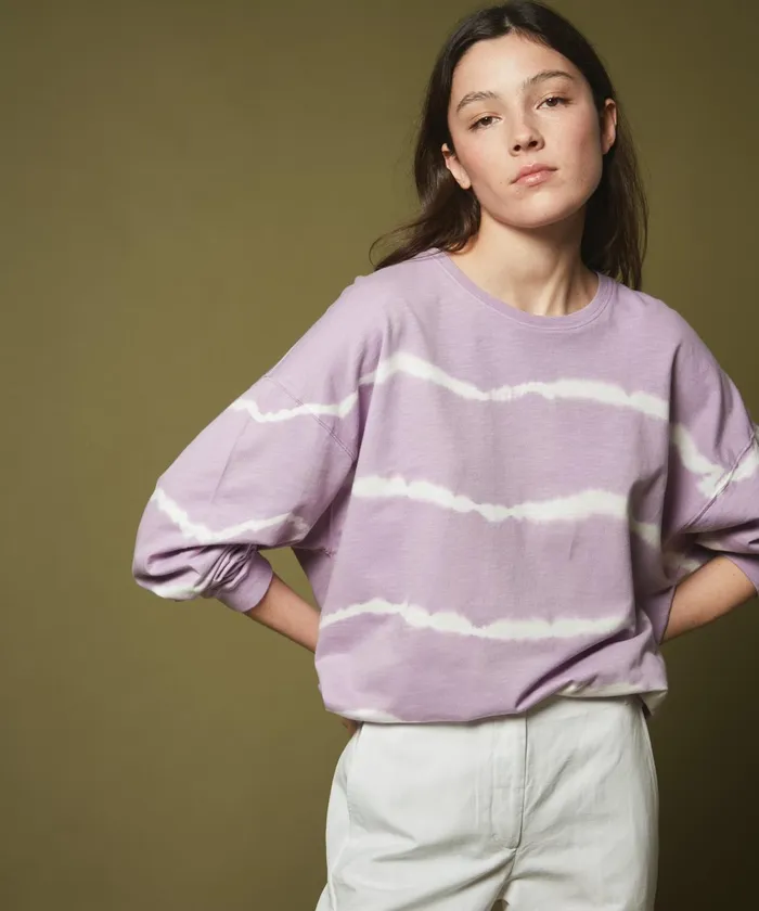 Women Hartford Sweaters Orchid Striped Dyed Sweatshirt