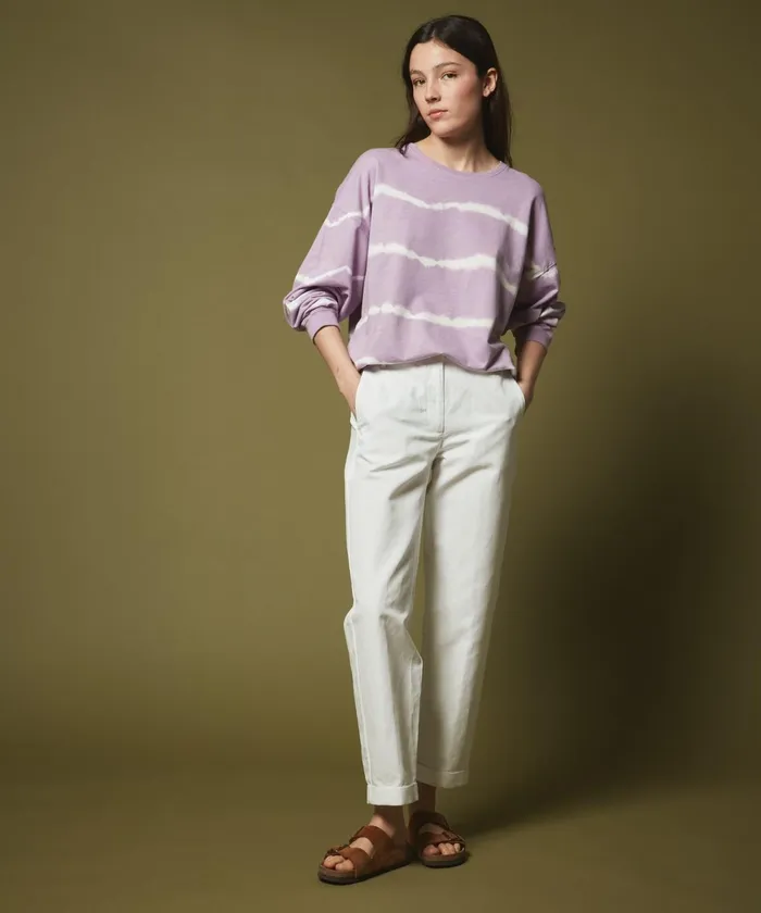 Women Hartford Sweaters Orchid Striped Dyed Sweatshirt