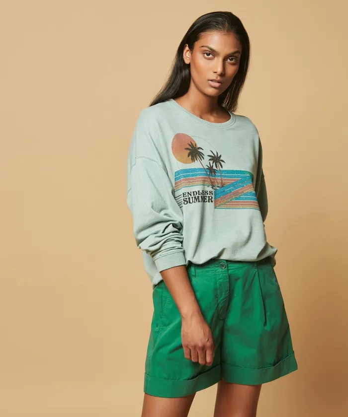 Women Hartford Sweaters Tahitoa Eucalyptus Baby Fleece Sweatshirt