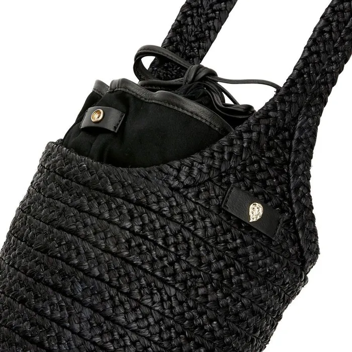 Women Helen Kaminski Shoulder Bags Camarillo S Bridle Charcoal Black Raffia Bag Helen Kaminski