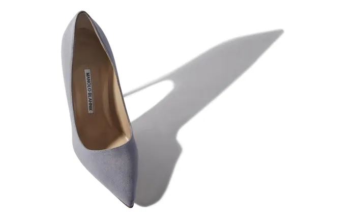 Women High Heels Manolo Blahnik BB Light Grey Suede Pointed Toe Pumps Women High Heels Manolo Blahnik BB Light Grey Suede Pointed Toe Pumps