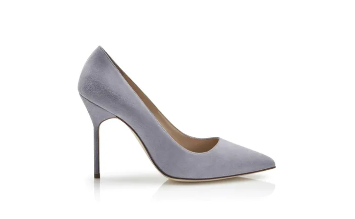 Women High Heels Manolo Blahnik BB Light Grey Suede Pointed Toe Pumps Women High Heels Manolo Blahnik BB Light Grey Suede Pointed Toe Pumps