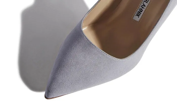 Women High Heels Manolo Blahnik BB Light Grey Suede Pointed Toe Pumps Women High Heels Manolo Blahnik BB Light Grey Suede Pointed Toe Pumps