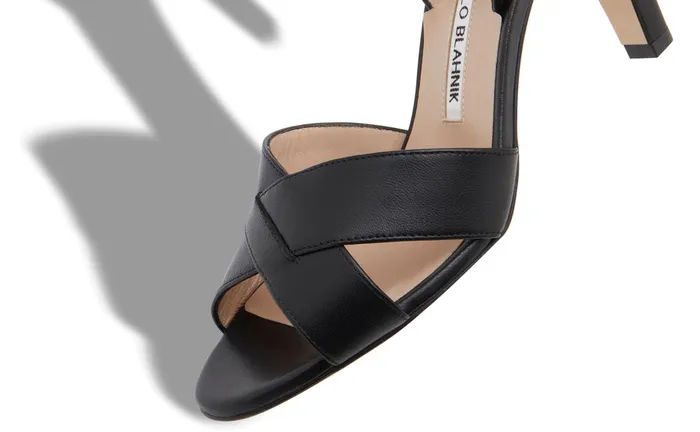 Women High Heels Manolo Blahnik BOTTINU Black Nappa Leather Slingback Sandals Women High Heels Manolo Blahnik BOTTINU Black Nappa Leather Slingback Sandals