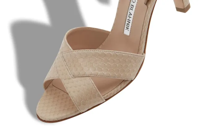 Women High Heels Manolo Blahnik BOTTINU Light Sand Snakeskin Slingback Sandals Women High Heels Manolo Blahnik BOTTINU Light Sand Snakeskin Slingback Sandals