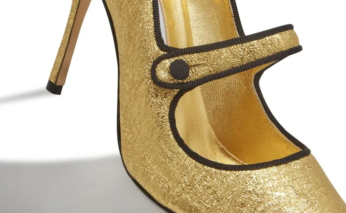 Women High Heels Manolo Blahnik CAMPARINEW Gold Nappa Leather Mary Jane Pumps Women High Heels Manolo Blahnik CAMPARINEW Gold Nappa Leather Mary Jane Pumps