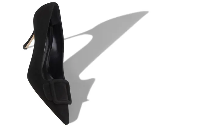 Women High Heels Manolo Blahnik MAYSALEPUMP 90 Jet Black Suede Buckle Detail Pumps Women High Heels Manolo Blahnik MAYSALEPUMP 90 Jet Black Suede Buckle Detail Pumps