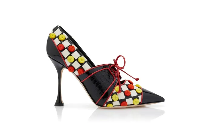 Women High Heels Manolo Blahnik POWEL Black And White Snakeskin Checkerboard Pumps Women High Heels Manolo Blahnik POWEL Black And White Snakeskin Checkerboard Pumps