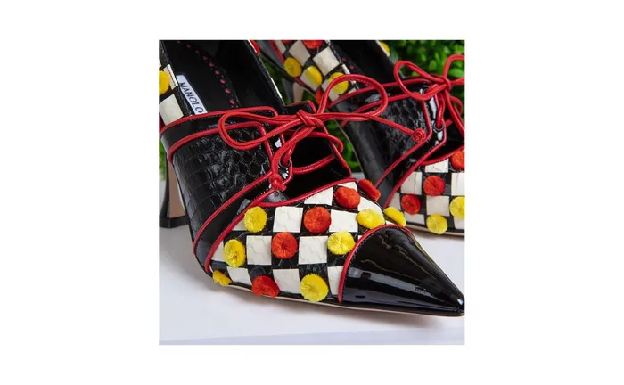 Women High Heels Manolo Blahnik POWEL Black And White Snakeskin Checkerboard Pumps Women High Heels Manolo Blahnik POWEL Black And White Snakeskin Checkerboard Pumps