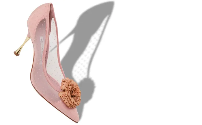 Women High Heels Manolo Blahnik SOHEMIAS Light Pink Mesh Polka Dot Pumps Women High Heels Manolo Blahnik SOHEMIAS Light Pink Mesh Polka Dot Pumps