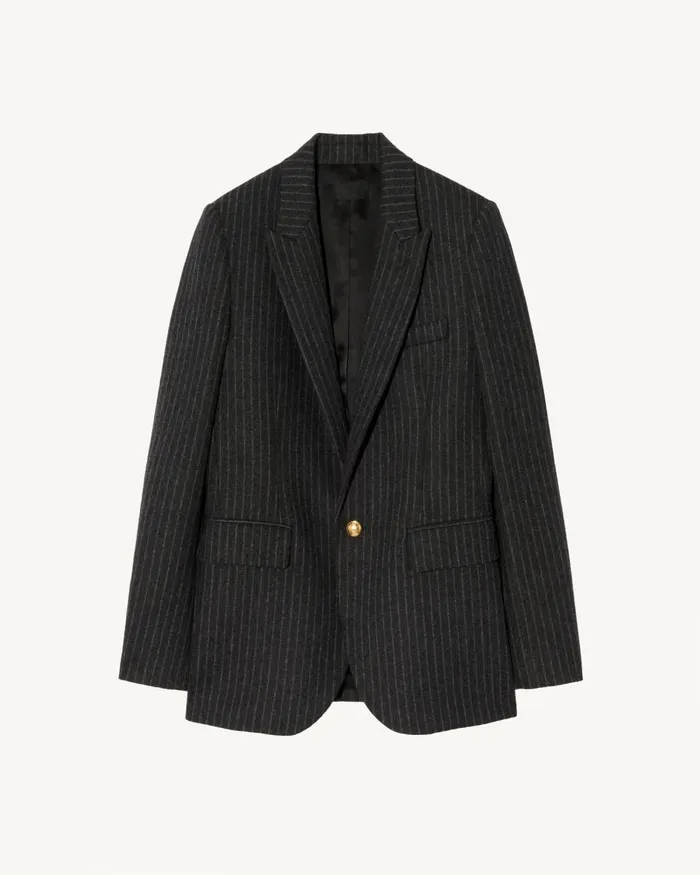 Women Jackets and Blazers Nili Lotan ANABEL BLAZER Charcoal Pinstripe