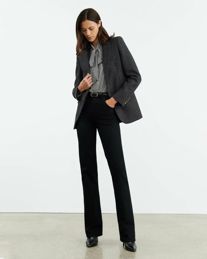 Women Jackets and Blazers Nili Lotan ANABEL BLAZER Charcoal Pinstripe