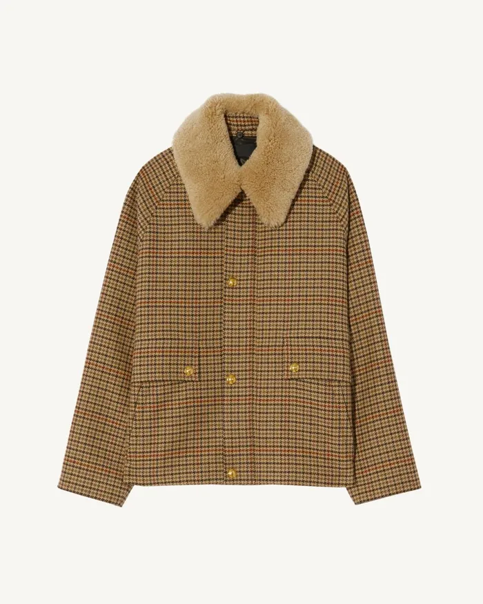 Women Jackets and Blazers Nili Lotan APOLIN PARKA Large Oak Check