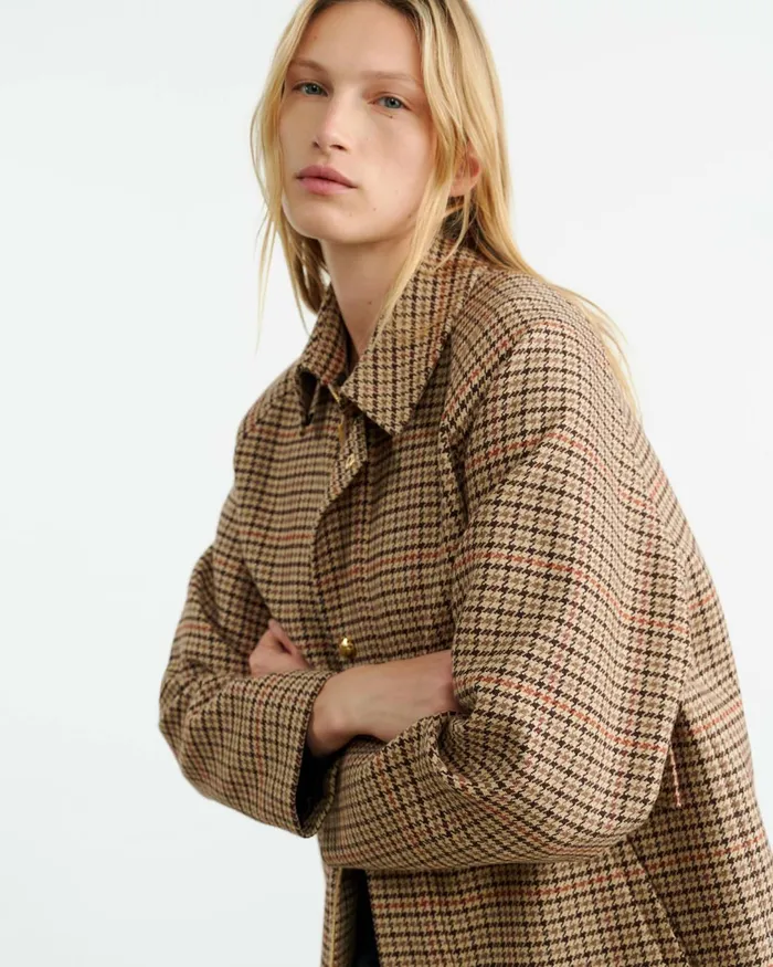 Women Jackets and Blazers Nili Lotan APOLIN PARKA Large Oak Check