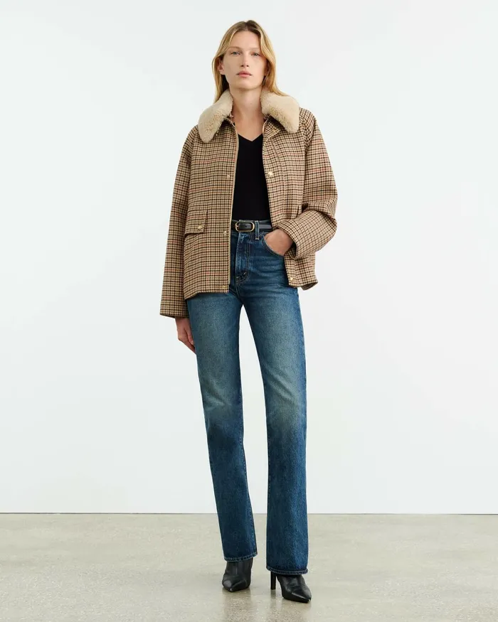 Women Jackets and Blazers Nili Lotan APOLIN PARKA Large Oak Check