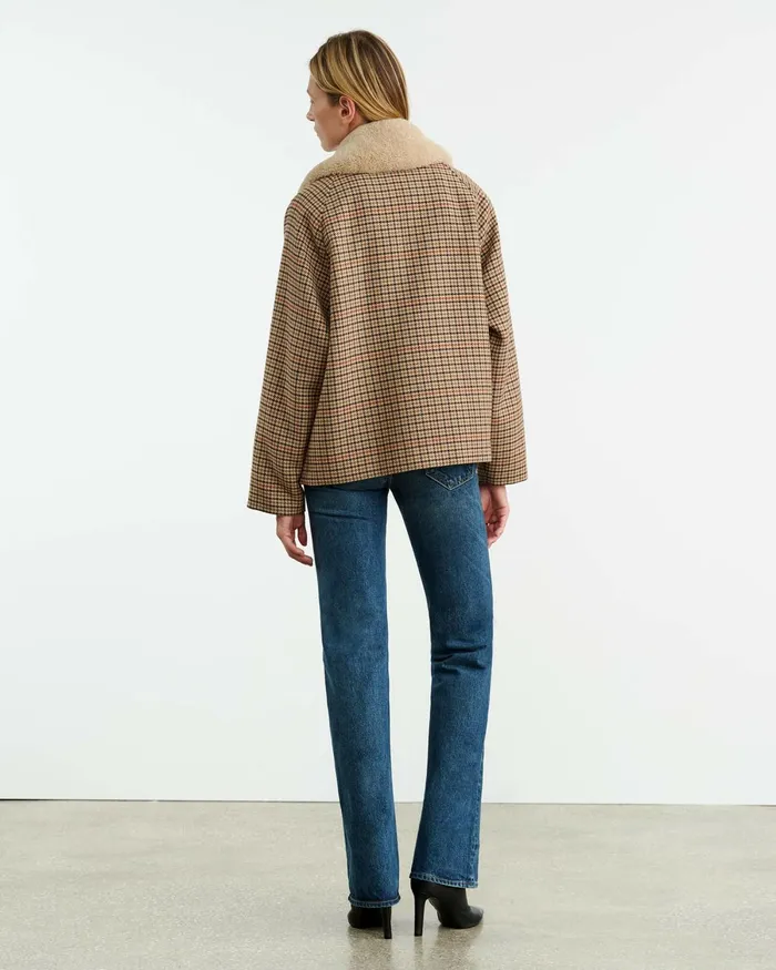 Women Jackets and Blazers Nili Lotan APOLIN PARKA Large Oak Check