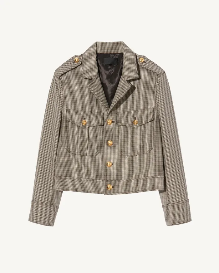 Women Jackets and Blazers Nili Lotan LISE JACKET Brown Houndstooth