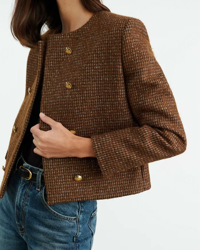 Women Jackets and Blazers Nili Lotan MELANIE JACKET Saddle Check