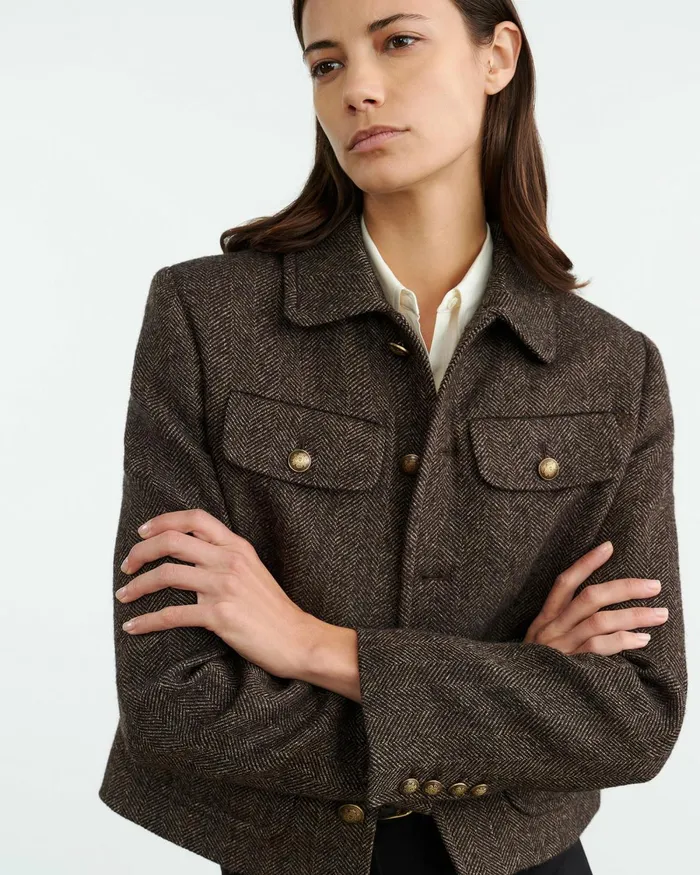 Women Jackets and Blazers Nili Lotan PAOLA JACKET Bark Herringbone