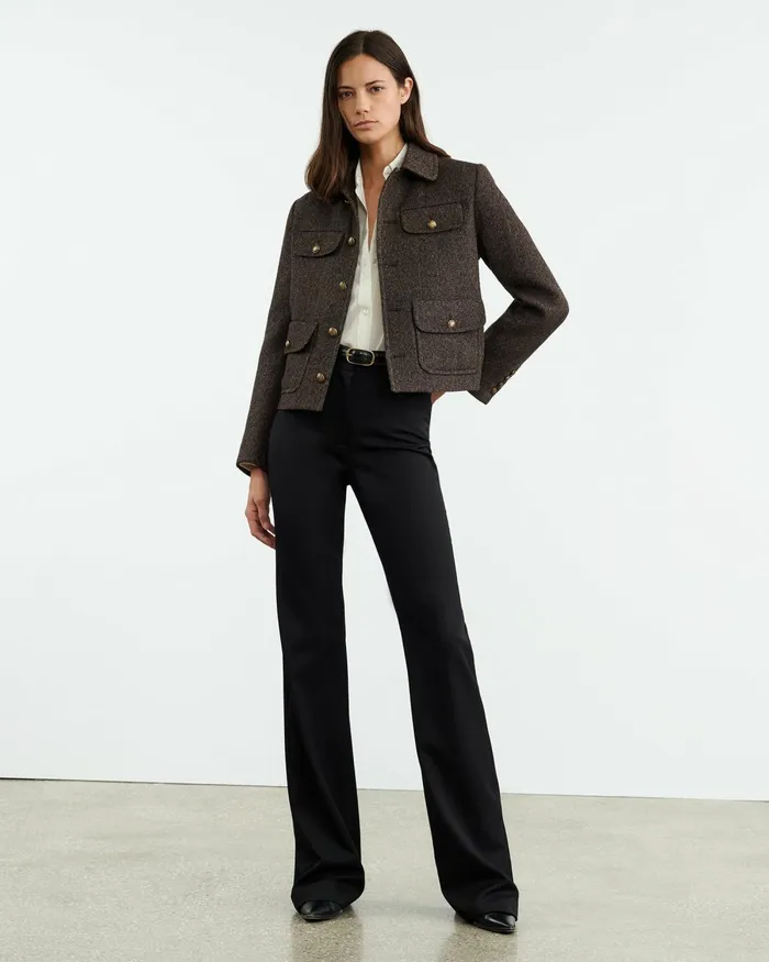 Women Jackets and Blazers Nili Lotan PAOLA JACKET Bark Herringbone