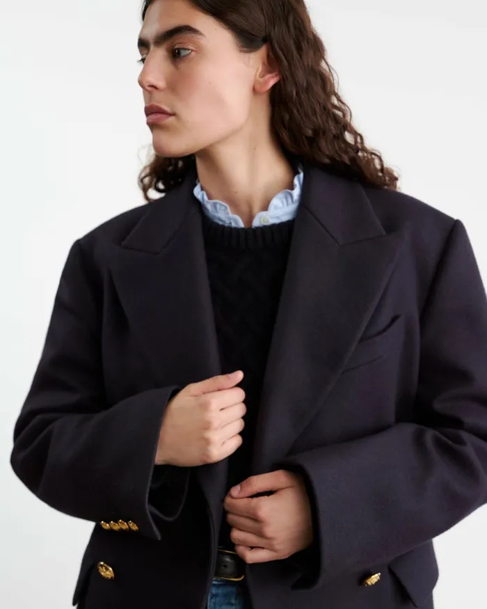Women Jackets and Blazers Nili Lotan VIANNEY COAT Dark Navy