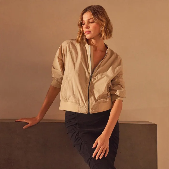 Women JacketsOuterwear James Perse Lightweight Bomber Jacket Sand