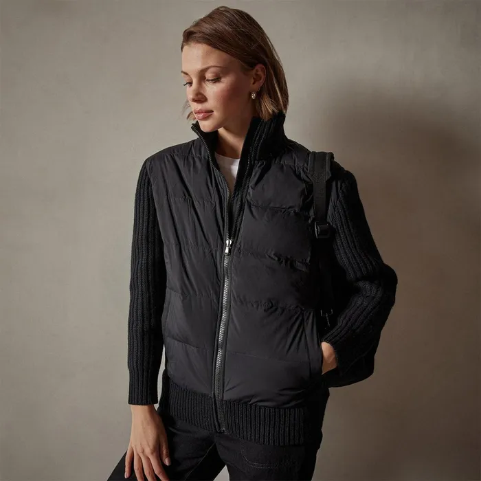 Women JacketsOuterwear James Perse Mixed Media Zip Front Jacket Black